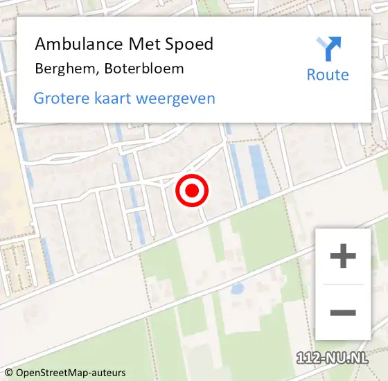 Locatie op kaart van de 112 melding: Ambulance Met Spoed Naar Berghem, Boterbloem op 4 maart 2018 02:16