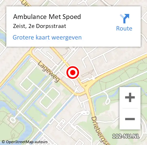 Locatie op kaart van de 112 melding: Ambulance Met Spoed Naar Zeist, 2e Dorpsstraat op 4 maart 2018 02:37