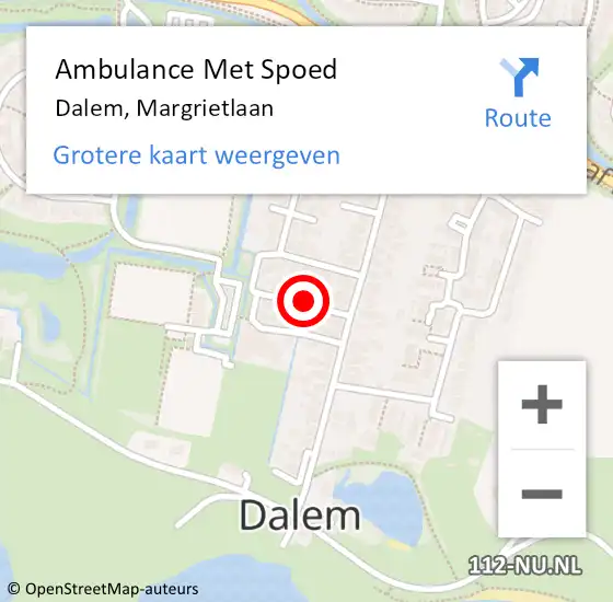 Locatie op kaart van de 112 melding: Ambulance Met Spoed Naar Dalem, Margrietlaan op 4 maart 2018 03:00