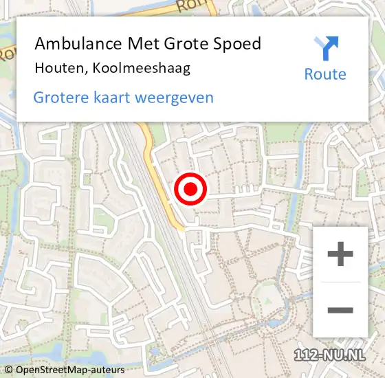 Locatie op kaart van de 112 melding: Ambulance Met Grote Spoed Naar Houten, Koolmeeshaag op 4 maart 2018 03:24