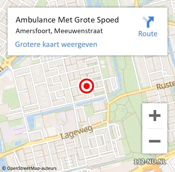 Locatie op kaart van de 112 melding: Ambulance Met Grote Spoed Naar Amersfoort, Meeuwenstraat op 4 maart 2018 03:49