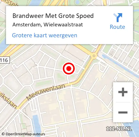 Locatie op kaart van de 112 melding: Brandweer Met Grote Spoed Naar Amsterdam, Wielewaalstraat op 4 maart 2018 04:07