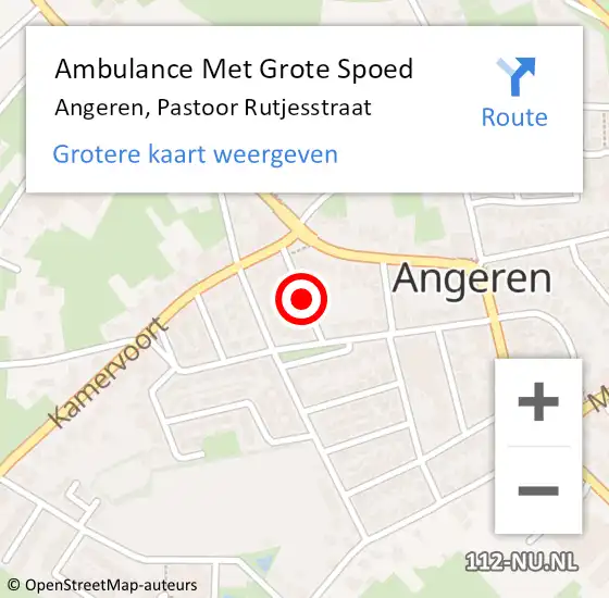 Locatie op kaart van de 112 melding: Ambulance Met Grote Spoed Naar Angeren, Pastoor Rutjesstraat op 4 maart 2018 04:16