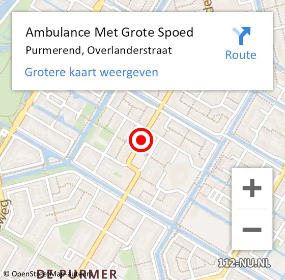 Locatie op kaart van de 112 melding: Ambulance Met Grote Spoed Naar Purmerend, Overlanderstraat op 4 maart 2018 05:57