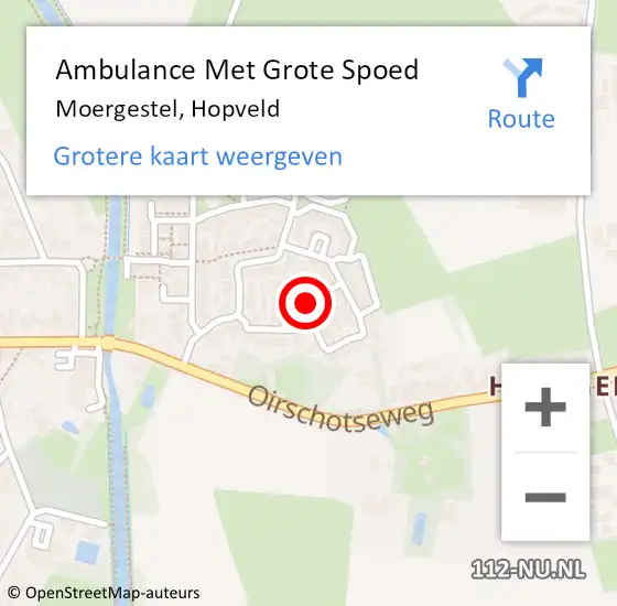 Locatie op kaart van de 112 melding: Ambulance Met Grote Spoed Naar Moergestel, Hopveld op 4 maart 2018 06:26