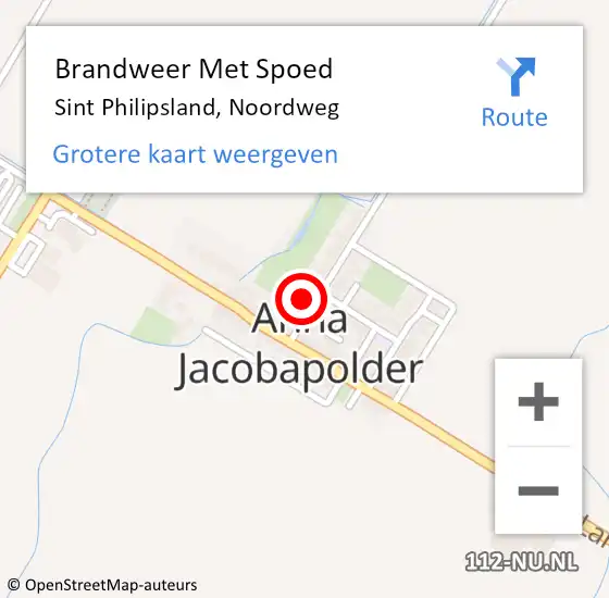 Locatie op kaart van de 112 melding: Brandweer Met Spoed Naar Sint Philipsland, Noordweg op 4 maart 2018 06:48