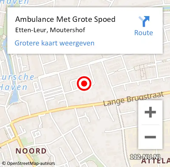 Locatie op kaart van de 112 melding: Ambulance Met Grote Spoed Naar Etten-Leur, Moutershof op 4 maart 2018 07:58