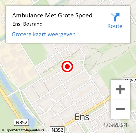 Locatie op kaart van de 112 melding: Ambulance Met Grote Spoed Naar Ens, Bosrand op 4 maart 2018 09:10