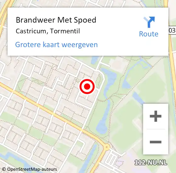 Locatie op kaart van de 112 melding: Brandweer Met Spoed Naar Castricum, Tormentil op 4 maart 2018 09:12