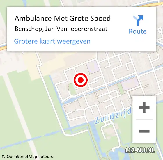 Locatie op kaart van de 112 melding: Ambulance Met Grote Spoed Naar Benschop, Jan Van Ieperenstraat op 4 maart 2018 09:25