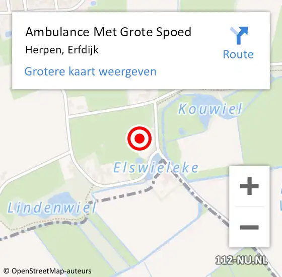 Locatie op kaart van de 112 melding: Ambulance Met Grote Spoed Naar Herpen, Erfdijk op 4 maart 2018 09:55