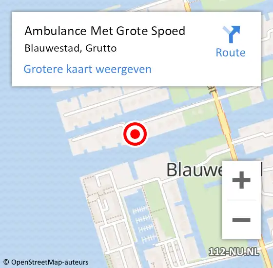 Locatie op kaart van de 112 melding: Ambulance Met Grote Spoed Naar Blauwestad, Grutto op 4 maart 2018 09:59