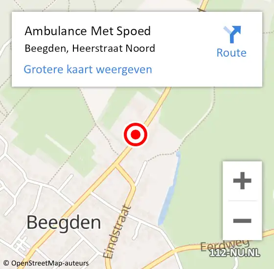 Locatie op kaart van de 112 melding: Ambulance Met Spoed Naar Beegden, Heerstraat Noord op 4 maart 2018 10:32