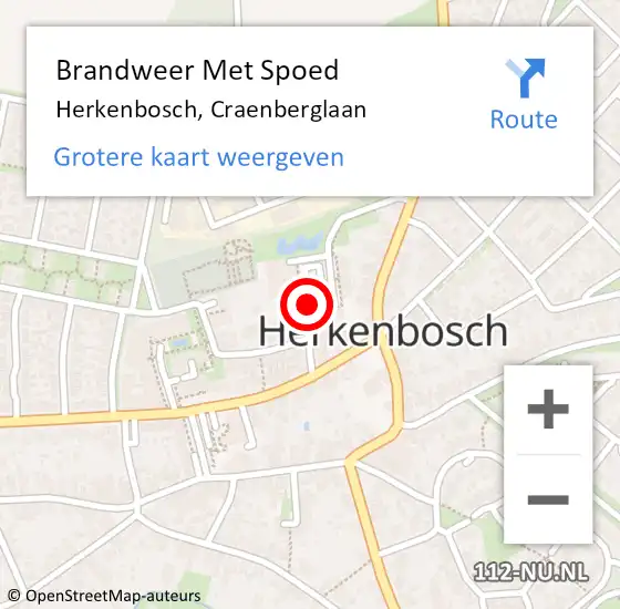 Locatie op kaart van de 112 melding: Brandweer Met Spoed Naar Herkenbosch, Craenberglaan op 4 maart 2018 10:51