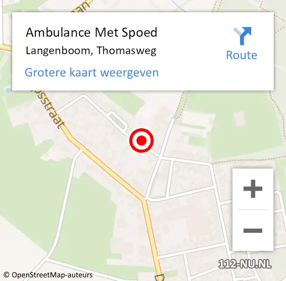 Locatie op kaart van de 112 melding: Ambulance Met Spoed Naar Langenboom, Thomasweg op 4 maart 2018 10:52