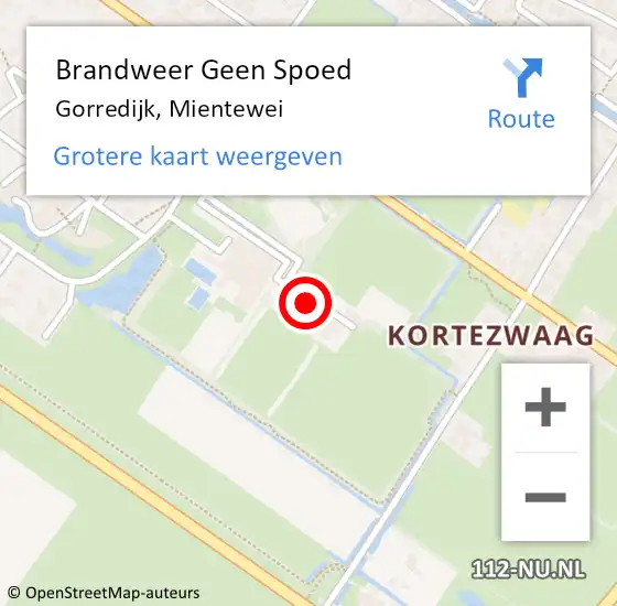 Locatie op kaart van de 112 melding: Brandweer Geen Spoed Naar Gorredijk, Mientewei op 4 maart 2018 10:57