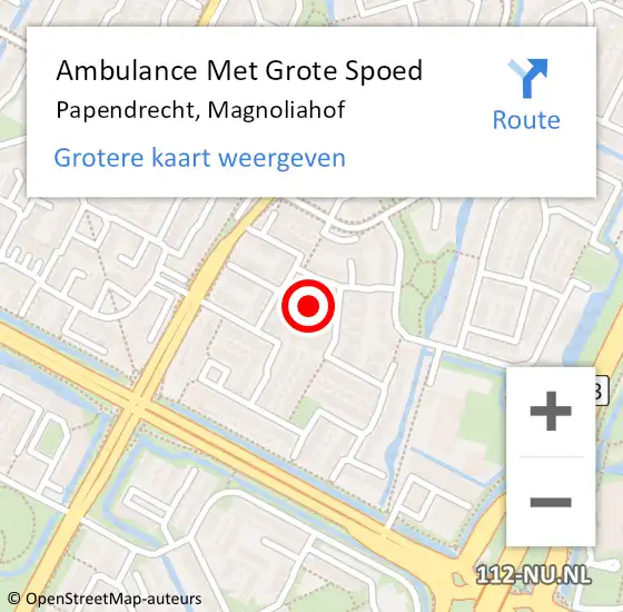 Locatie op kaart van de 112 melding: Ambulance Met Grote Spoed Naar Papendrecht, Magnoliahof op 4 maart 2018 11:14