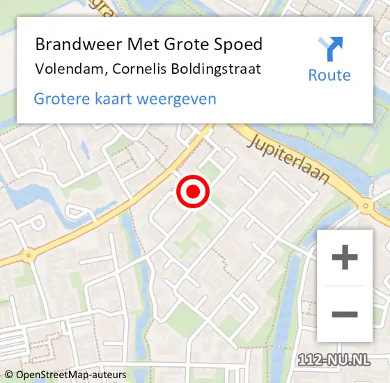 Locatie op kaart van de 112 melding: Brandweer Met Grote Spoed Naar Volendam, Cornelis Boldingstraat op 4 maart 2018 11:42