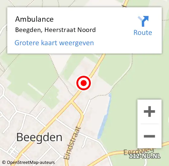 Locatie op kaart van de 112 melding: Ambulance Beegden, Heerstraat Noord op 4 maart 2018 12:06