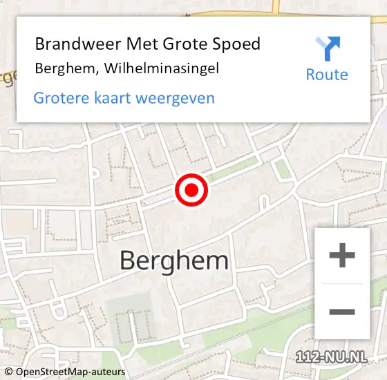 Locatie op kaart van de 112 melding: Brandweer Met Grote Spoed Naar Berghem, Wilhelminasingel op 4 maart 2018 12:06