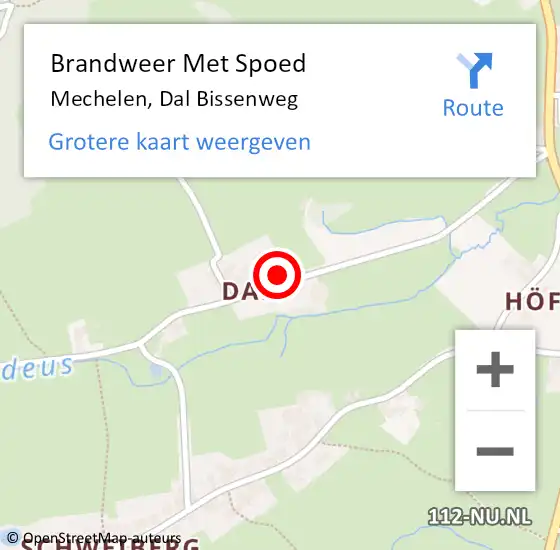 Locatie op kaart van de 112 melding: Brandweer Met Spoed Naar Mechelen, Dal Bissenweg op 4 maart 2018 12:27