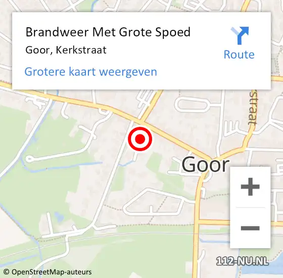 Locatie op kaart van de 112 melding: Brandweer Met Grote Spoed Naar Goor, Kerkstraat op 4 maart 2018 12:38