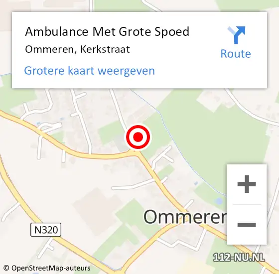 Locatie op kaart van de 112 melding: Ambulance Met Grote Spoed Naar Ommeren, Kerkstraat op 18 februari 2014 05:15