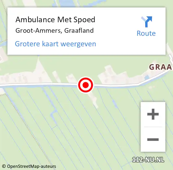 Locatie op kaart van de 112 melding: Ambulance Met Spoed Naar Groot-Ammers, Graafland op 4 maart 2018 13:27