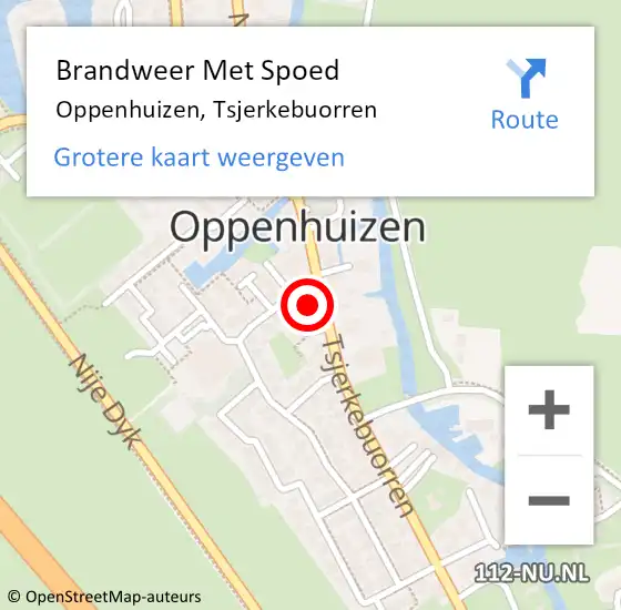 Locatie op kaart van de 112 melding: Brandweer Met Spoed Naar Oppenhuizen, Tsjerkebuorren op 4 maart 2018 13:33