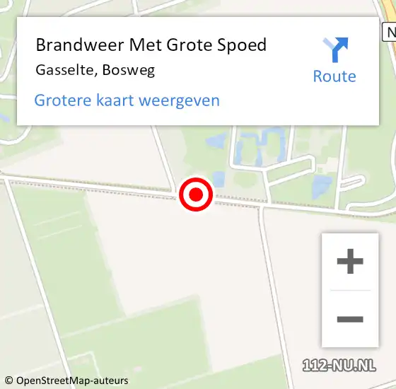 Locatie op kaart van de 112 melding: Brandweer Met Grote Spoed Naar Gasselte, Bosweg op 4 maart 2018 13:33