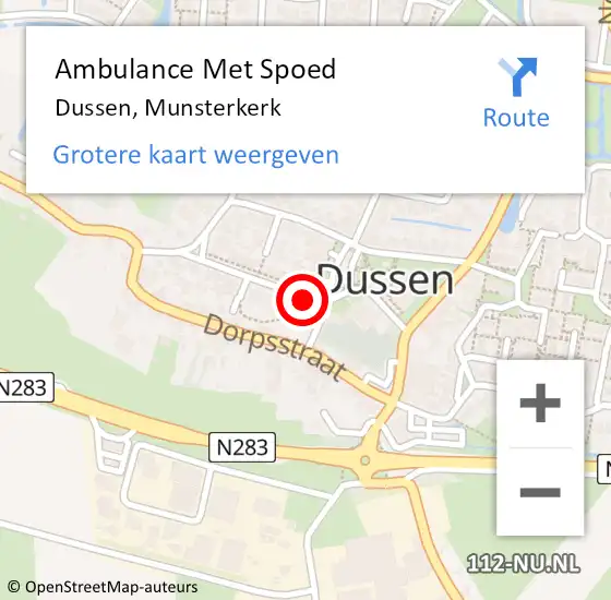 Locatie op kaart van de 112 melding: Ambulance Met Spoed Naar Dussen, Munsterkerk op 4 maart 2018 13:40