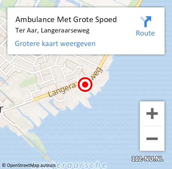 Locatie op kaart van de 112 melding: Ambulance Met Grote Spoed Naar Ter Aar, Langeraarseweg op 4 maart 2018 13:43