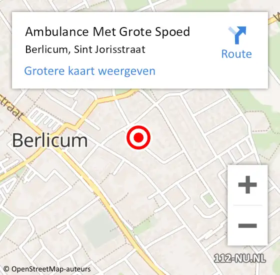 Locatie op kaart van de 112 melding: Ambulance Met Grote Spoed Naar Berlicum, Sint Jorisstraat op 4 maart 2018 14:03