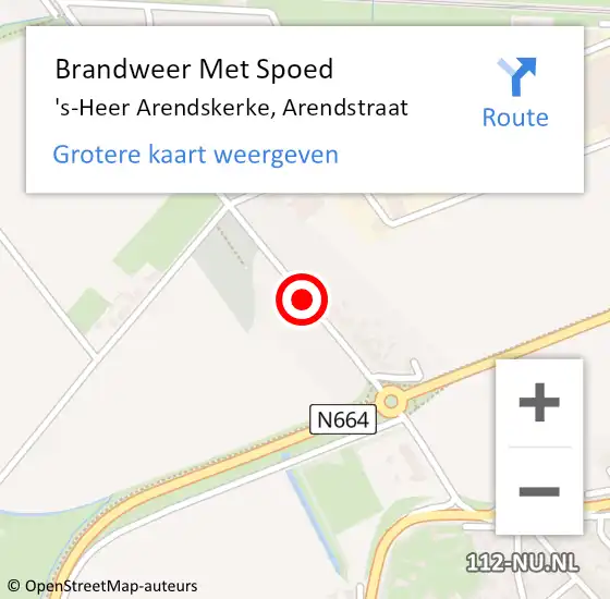 Locatie op kaart van de 112 melding: Brandweer Met Spoed Naar 's-Heer Arendskerke, Arendstraat op 4 maart 2018 14:05