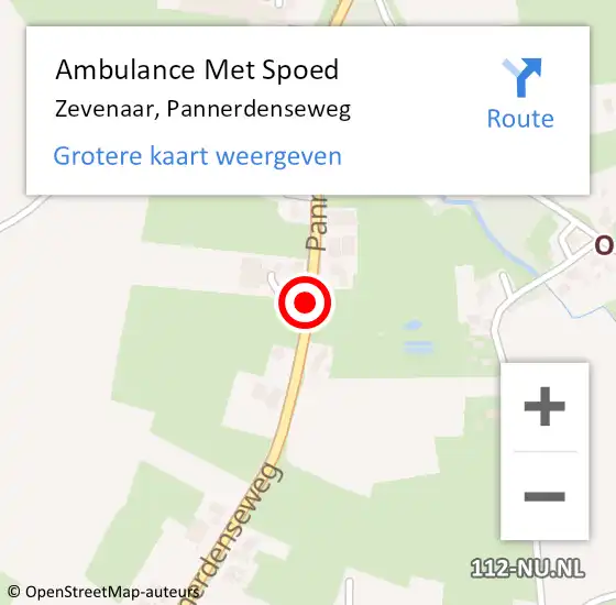 Locatie op kaart van de 112 melding: Ambulance Met Spoed Naar Zevenaar, Pannerdenseweg op 4 maart 2018 14:13