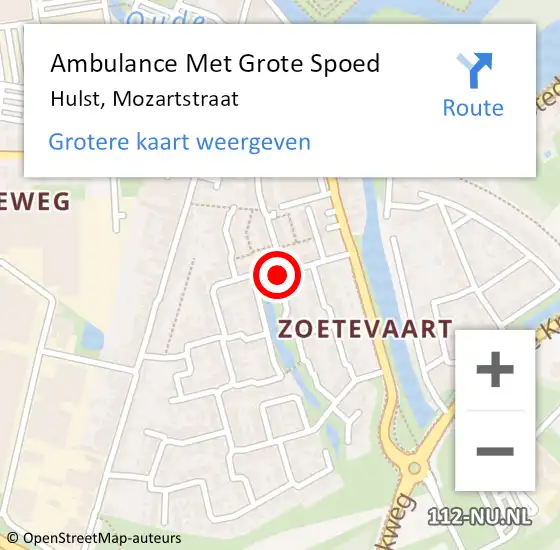 Locatie op kaart van de 112 melding: Ambulance Met Grote Spoed Naar Hulst, Mozartstraat op 4 maart 2018 14:24