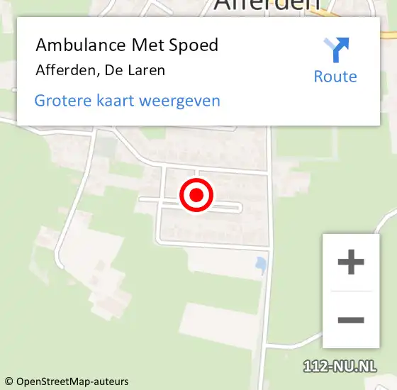 Locatie op kaart van de 112 melding: Ambulance Met Spoed Naar Afferden, De Laren op 4 maart 2018 15:00