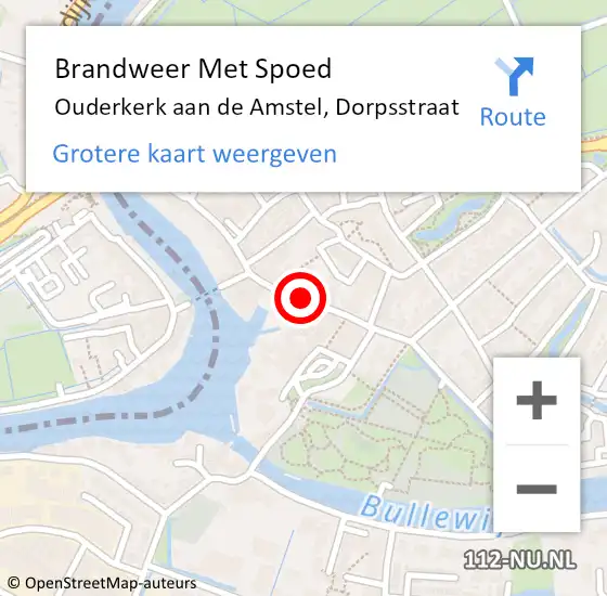 Locatie op kaart van de 112 melding: Brandweer Met Spoed Naar Ouderkerk aan de Amstel, Dorpsstraat op 4 maart 2018 15:01