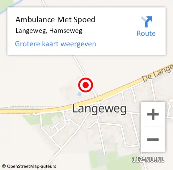 Locatie op kaart van de 112 melding: Ambulance Met Spoed Naar Langeweg, Hamseweg op 4 maart 2018 15:38