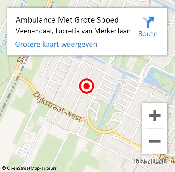 Locatie op kaart van de 112 melding: Ambulance Met Grote Spoed Naar Veenendaal, Lucretia van Merkenlaan op 4 maart 2018 16:08