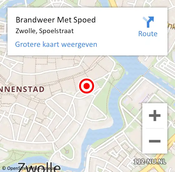 Locatie op kaart van de 112 melding: Brandweer Met Spoed Naar Zwolle, Spoelstraat op 4 maart 2018 16:14