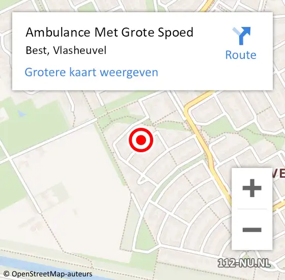 Locatie op kaart van de 112 melding: Ambulance Met Grote Spoed Naar Best, Vlasheuvel op 4 maart 2018 16:24