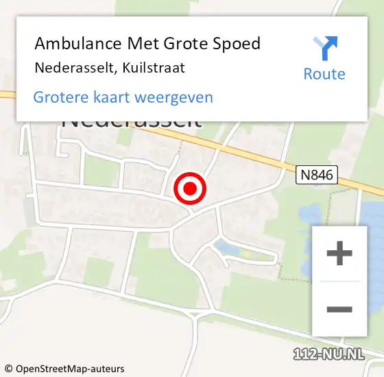 Locatie op kaart van de 112 melding: Ambulance Met Grote Spoed Naar Nederasselt, Kuilstraat op 4 maart 2018 17:00