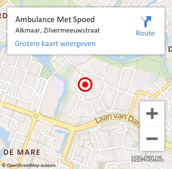Locatie op kaart van de 112 melding: Ambulance Met Spoed Naar Alkmaar, Zilvermeeuwstraat op 4 maart 2018 17:01