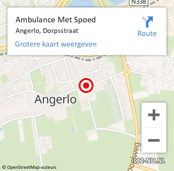 Locatie op kaart van de 112 melding: Ambulance Met Spoed Naar Angerlo, Dorpsstraat op 4 maart 2018 17:11