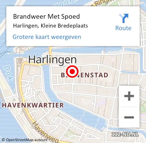 Locatie op kaart van de 112 melding: Brandweer Met Spoed Naar Harlingen, Kleine Bredeplaats op 4 maart 2018 17:19