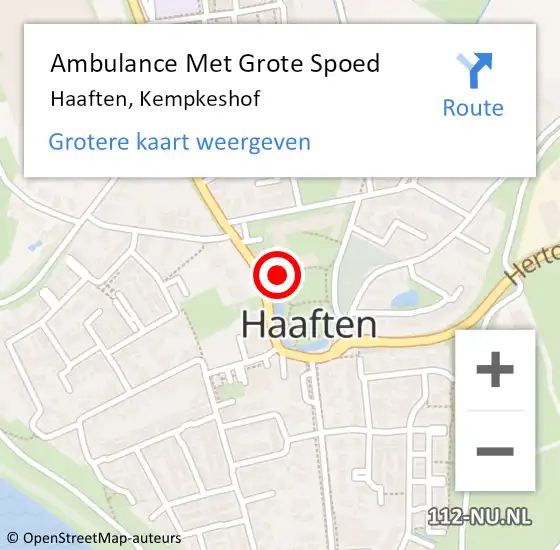 Locatie op kaart van de 112 melding: Ambulance Met Grote Spoed Naar Haaften, Kempkeshof op 4 maart 2018 17:44