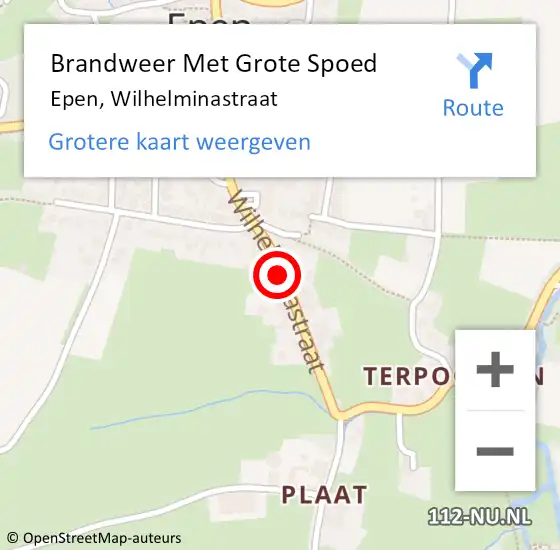 Locatie op kaart van de 112 melding: Brandweer Met Grote Spoed Naar Epen, Wilhelminastraat op 4 maart 2018 17:58