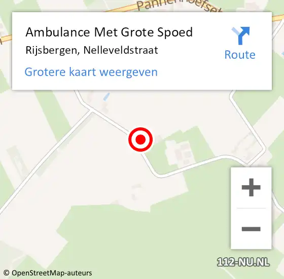 Locatie op kaart van de 112 melding: Ambulance Met Grote Spoed Naar Rijsbergen, Nelleveldstraat op 22 september 2013 21:10