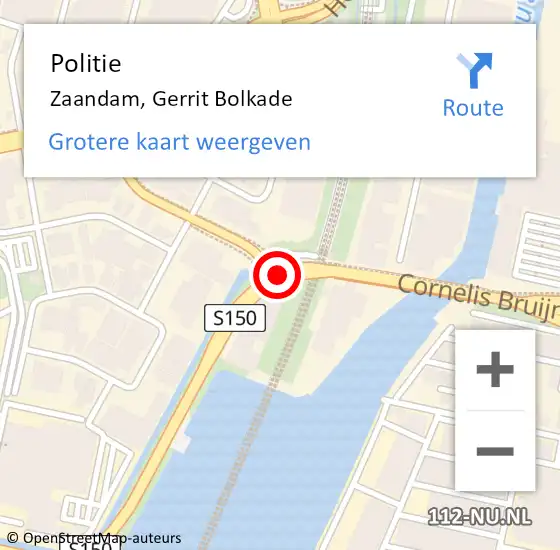 Locatie op kaart van de 112 melding: Politie Zaandam, Gerrit Bolkade op 4 maart 2018 19:06
